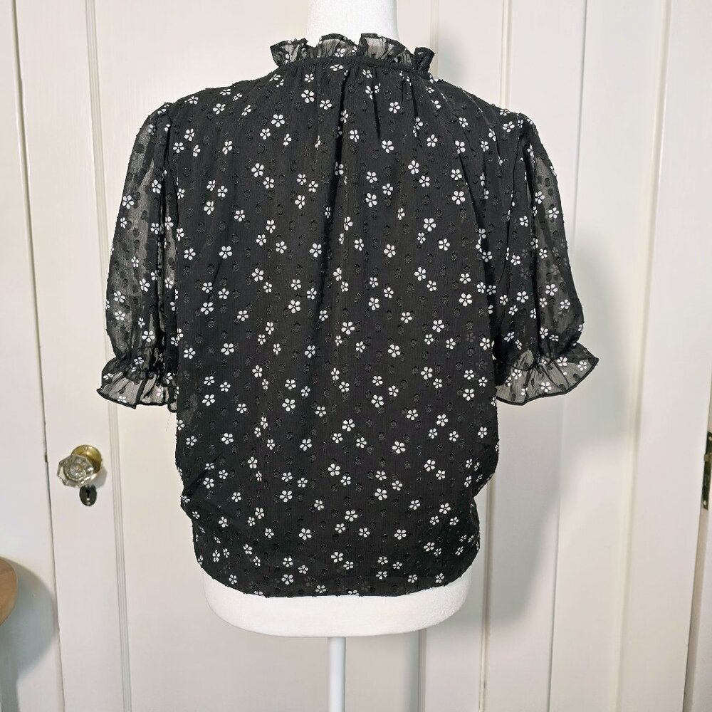 Tamara H. Floral Black Women's Top Size M - Picture 5 of 10
